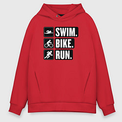 Мужское худи оверсайз Swim bike run