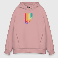 Мужское худи оверсайз Разноцветная многоугольная электрогитара