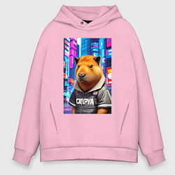 Мужское худи оверсайз Cool capybara - urban style - neural network