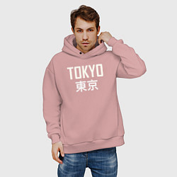 Толстовка оверсайз мужская Japan - Tokyo, цвет: пыльно-розовый — фото 2