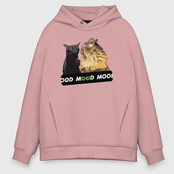 Мужское худи оверсайз Черный и рыжий кот - Mood