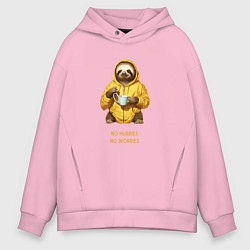 Мужское худи оверсайз Ленивец не торопись и не беспокойся