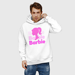 Толстовка оверсайз мужская Логотип Барби объемный, цвет: белый — фото 2