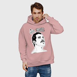 Толстовка оверсайз мужская Freddie Mercury head, цвет: пыльно-розовый — фото 2