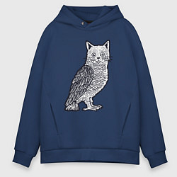 Мужское худи оверсайз Кошка сова