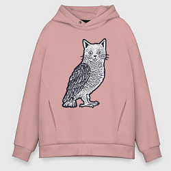 Мужское худи оверсайз Кошка сова