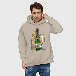 Толстовка оверсайз мужская Шампанское, цвет: миндальный — фото 2