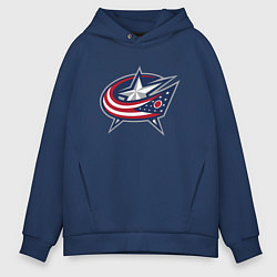 Толстовка оверсайз мужская Columbus blue jackets - hockey team - emblem, цвет: тёмно-синий