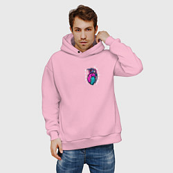 Толстовка оверсайз мужская Heart grenade - сердечная граната, цвет: светло-розовый — фото 2