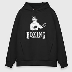 Толстовка оверсайз мужская Boxing man, цвет: черный