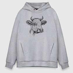 Мужское худи оверсайз Корова голова