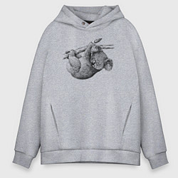 Мужское худи оверсайз Коала висит на ветке