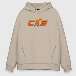 Толстовка оверсайз мужская CS 2 orange logo, цвет: миндальный