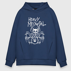 Мужское худи оверсайз Heavy Meowtal - кошачья музыка