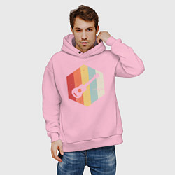 Толстовка оверсайз мужская Гитарка, цвет: светло-розовый — фото 2