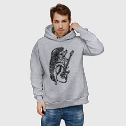 Толстовка оверсайз мужская Ёжик рокер, цвет: меланж — фото 2