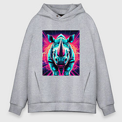 Мужское худи оверсайз Кибер носорог