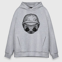 Мужское худи оверсайз Медоед в кепке и очках