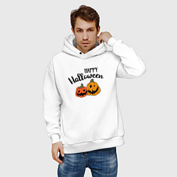 Толстовка оверсайз мужская Happy halloween с тыквами, цвет: белый — фото 2