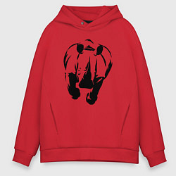 Толстовка оверсайз мужская Носорог атакует, цвет: красный