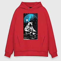 Мужское худи оверсайз Медведь-космонавт - нейросеть