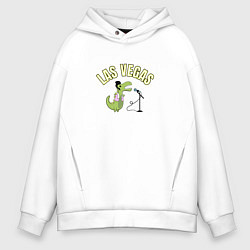 Мужское худи оверсайз Мультяшный динозавр Элвис с вывеской Las Vegas