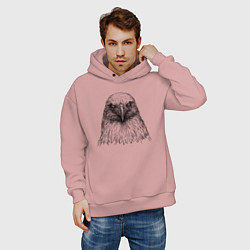 Толстовка оверсайз мужская Орёл анфас, цвет: пыльно-розовый — фото 2