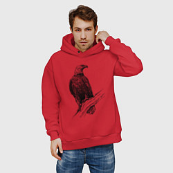 Толстовка оверсайз мужская Орёл на ветке, цвет: красный — фото 2