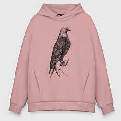 Толстовка оверсайз мужская Орёл на бревне, цвет: пыльно-розовый