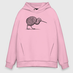 Толстовка оверсайз мужская Птица киви в профиль, цвет: светло-розовый