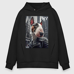 Мужское худи оверсайз Dude bull terrier in New York - ai art