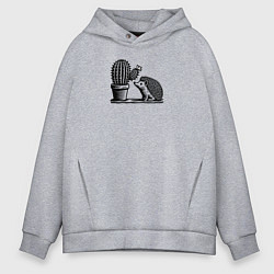 Мужское худи оверсайз Ежик и кактус