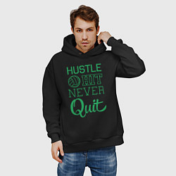 Толстовка оверсайз мужская Hustle hit never quit, цвет: черный — фото 2