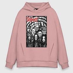 Толстовка оверсайз мужская Slipknot - all comix style, цвет: пыльно-розовый