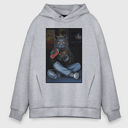 Мужское худи оверсайз Кот - задрот