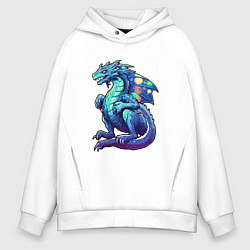 Мужское худи оверсайз Синий дракон новогодний