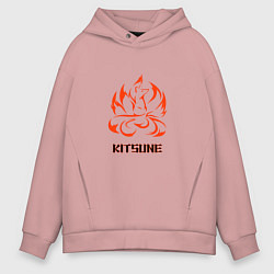 Мужское худи оверсайз Огненная лисица-демон