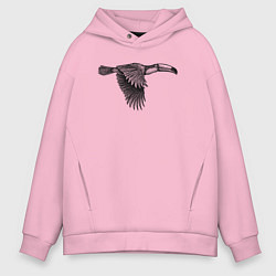 Толстовка оверсайз мужская Тукан летит, цвет: светло-розовый