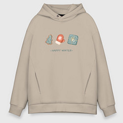 Мужское худи оверсайз Happy winter and New Year
