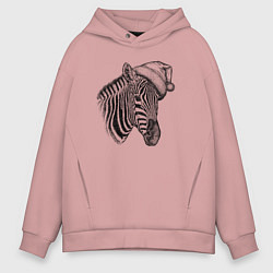 Мужское худи оверсайз Новогодняя зебра