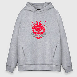 Мужское худи оверсайз Логотип Samurai Cyberpunk 2077 - симметричный