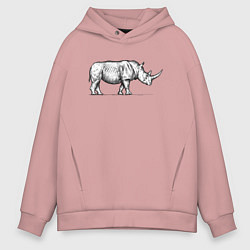 Мужское худи оверсайз Носорог в профиль