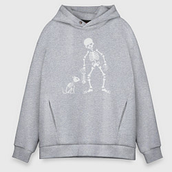 Мужское худи оверсайз Котик и скелет