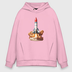 Мужское худи оверсайз Взлет космической ракеты