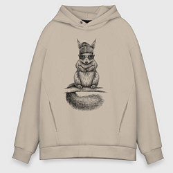 Мужское худи оверсайз Белка модная в очках и шапке