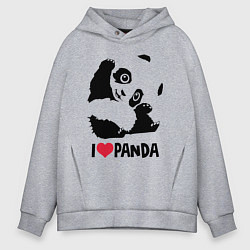 Толстовка оверсайз мужская I love panda, цвет: меланж