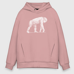 Толстовка оверсайз мужская Белая шимпанзе, цвет: пыльно-розовый