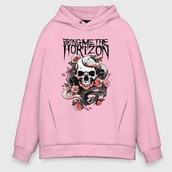 Мужское худи оверсайз Bring Me the Horizon - A skull with roses