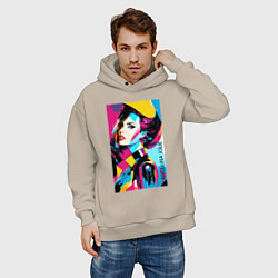 Толстовка оверсайз мужская Angelina Jolie - pop art, цвет: миндальный — фото 2