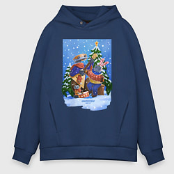 Мужское худи оверсайз Кибердеревня роботы новый год